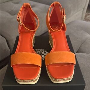 Vince Camuto Orange Espadrille Ankle-Strap Platform Sandals